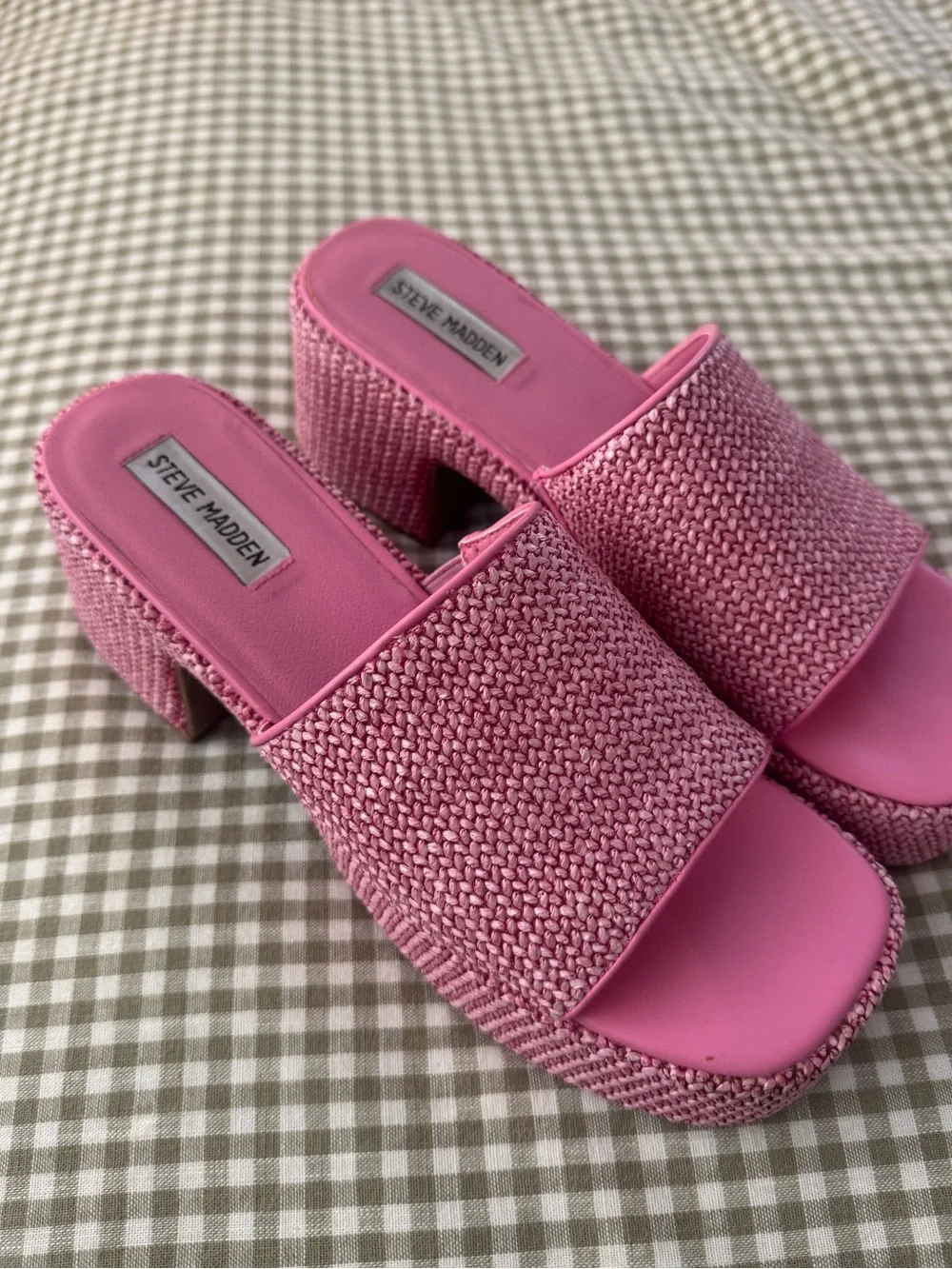 Steve Madden Pink Woven Platform Sandals